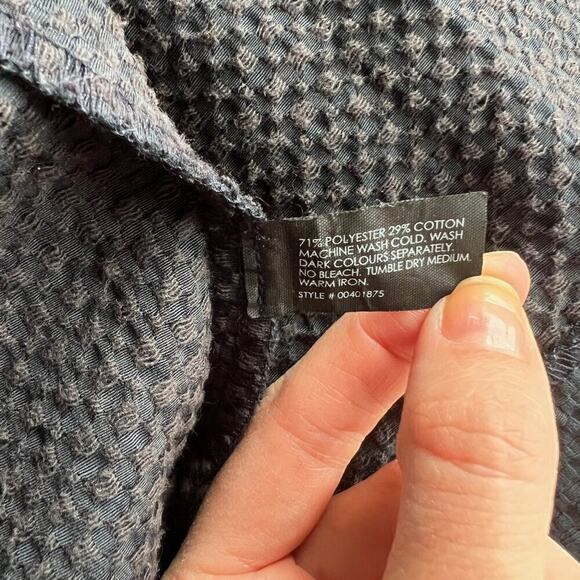 CLUB MONACO NAVY TEXTURED 3/4 SLEEVE SCOOP NECK BLOUSE LARGE - Picture 6 of 7